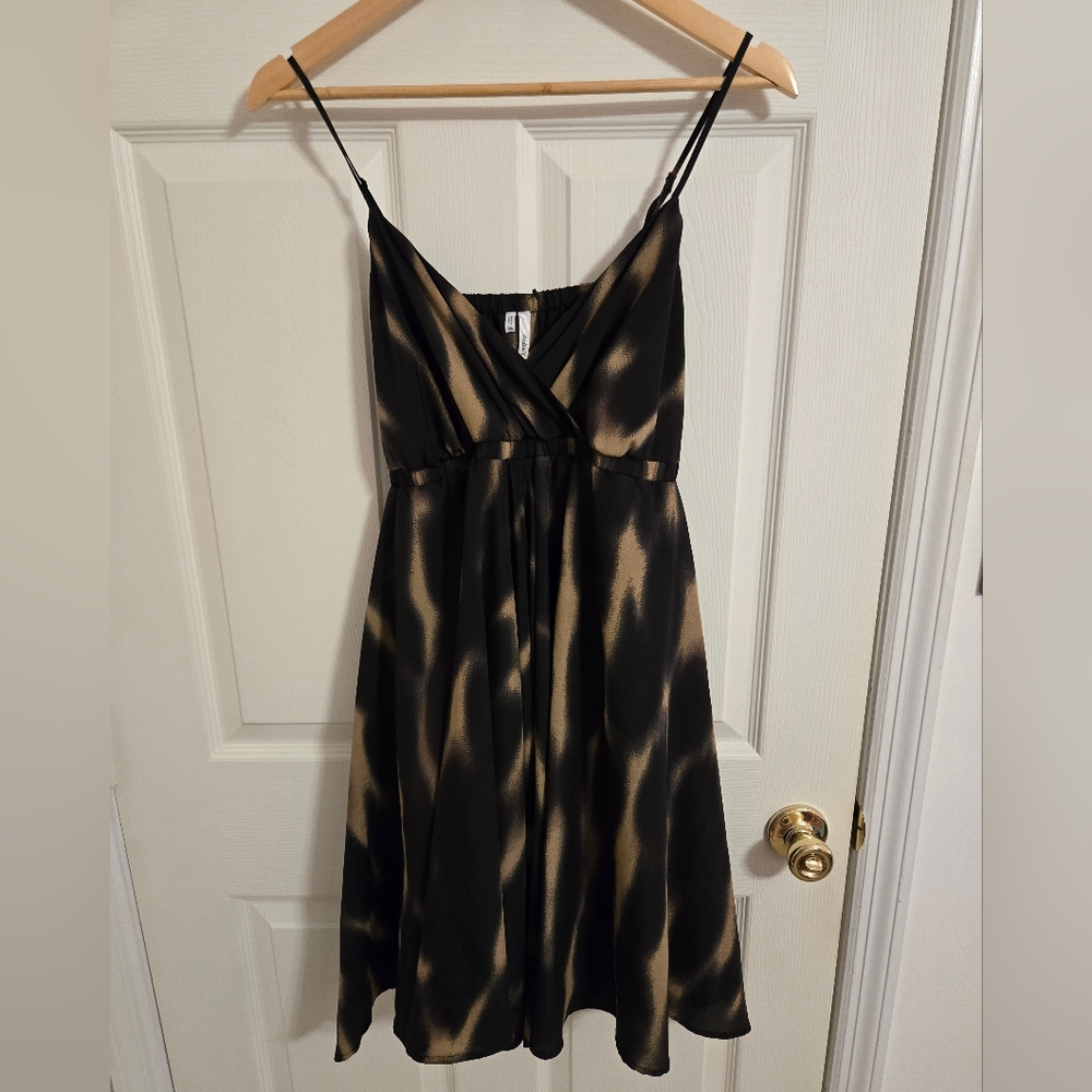 Studio Y Women's Black and Tan Midi Dress Fit And Flare Party Size 5/6